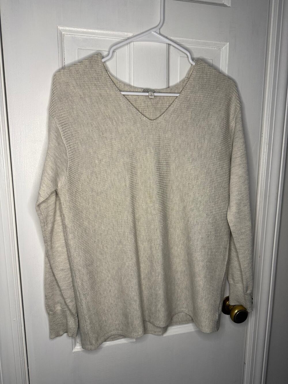 Ella Moss  Women's Soft Ribbed Knit V-Neck Sweater Small